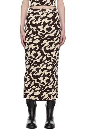 Nanushka Brown & Off-White Jenny Midi Skirt