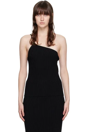 Helmut Lang Black One-Shoulder Tank Top