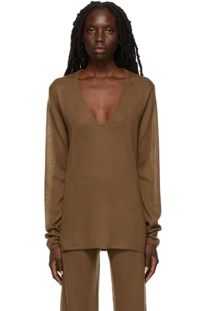 Frenckenberger Tan Loose Knit Long Sleeve T-Shirt