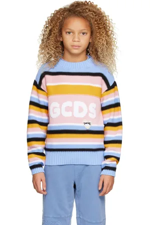 GCDS Kids Blue & Pink Striped Sweater