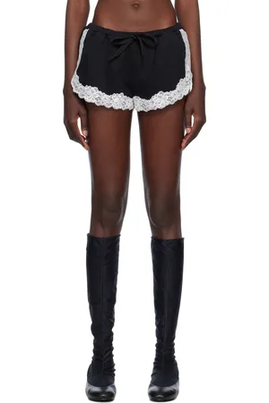 yuhan wang Black & White Lace Lined Shorts