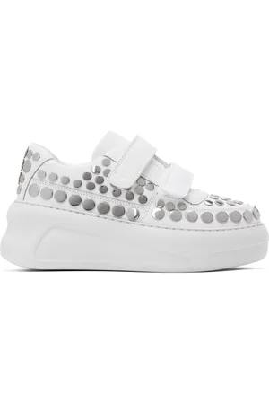 Acne Studios White Velcro Strap Platform Sneakers