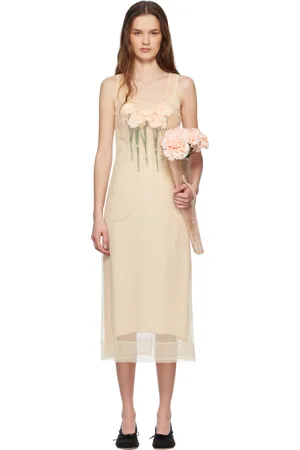 Simone Rocha Beige Carnation Dart Midi Dress