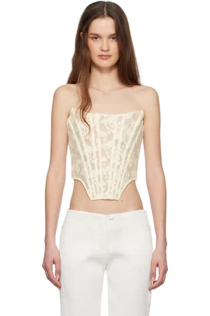 yuhan wang Off-White Lace Boned Corset