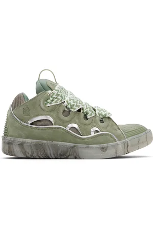 Lanvin Khaki Leather Curb Marbled Sole Sneakers