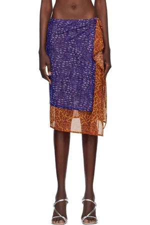DRIES VAN NOTEN Purple Double Layered Midi Skirt