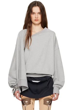 pushBUTTON Gray One Shoulder Cape Sweatshirt