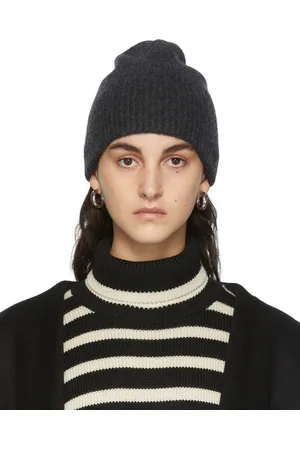 Totême Grey Cashmere Ribbed Beanie