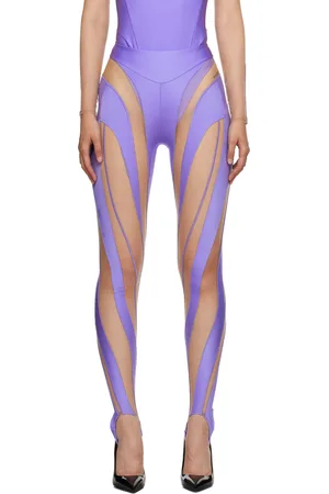 MUGLER Purple & Beige Spiral Leggings
