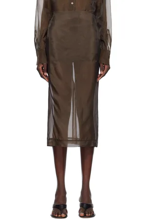 The Frankie Shop Brown Peri Sheer Midi Skirt
