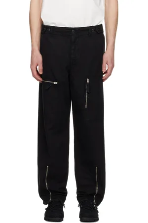 C.P. Company Black Cotton Linen Cargo Pants