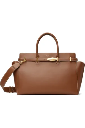 Jimmy Choo Brown Diamond Belted M Top Handle Bag