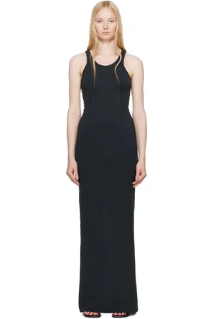 Maison Margiela Black Heavy Cotton Jersey Maxi Dress