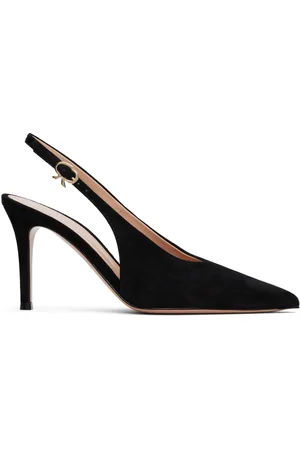 Gianvito Rossi Black Robbie Sling Heels