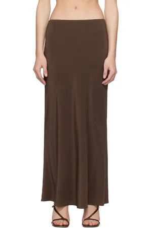 MATTEAU Brown Bias Elastic Maxi Skirt