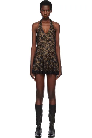 yuhan wang Halter Neck Lace Minidress