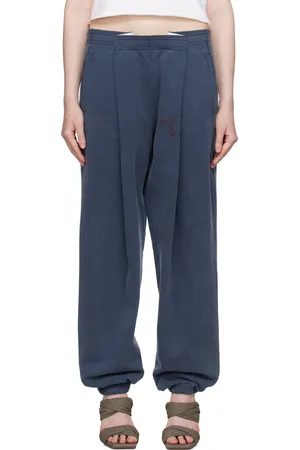 Alexander Wang Navy Logo Waistband Pleated Sweatpants
