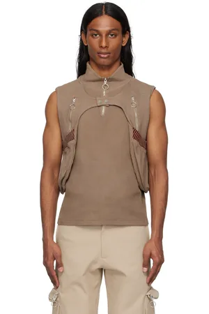 Charlie Constantinou Brown Waffle Jersey Utility Vest