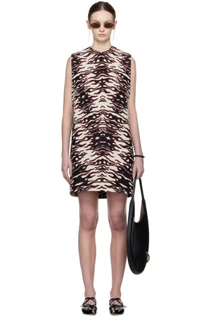 Tory Burch Black & Red Jacquard Midi Dress