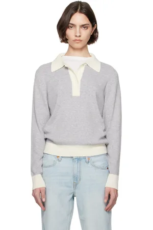 RE/DONE Gray & White Color Block Polo