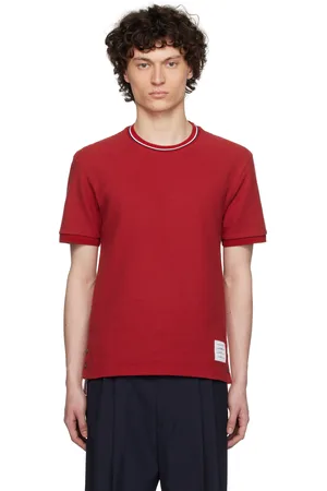 Thom Browne Burgundy Short Sleeve Rib Cuff T-shirt