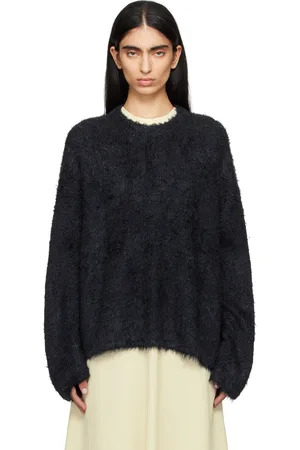 Totême Black Boxy Silk Knit Sweater