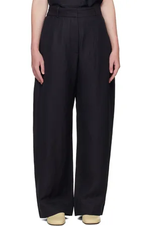 STUDIO NICHOLSON Navy Myers Linen Trousers