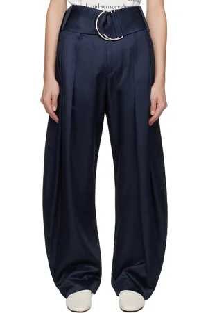 J.W.Anderson Navy Pleated D-Ring Trousers