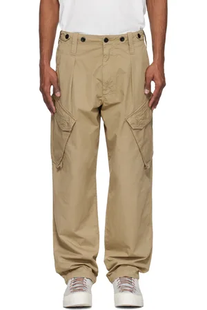 C.P. Company Beige Cotton Gabardine Loose Cargo Pants