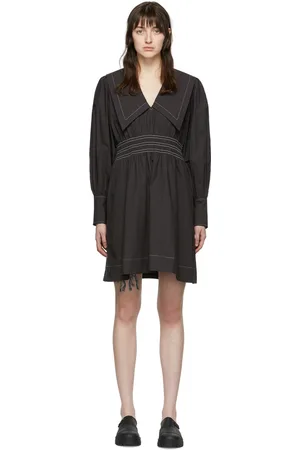 Ganni Black Organic Cotton Mini Dress