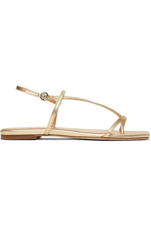 Aeyde Gold Ella Leather Toe-Post Sandals
