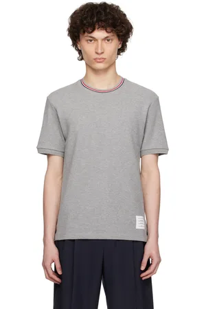 Thom Browne Gray Short Sleeve Rib Cuff T-shirt