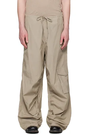 Hope Beige Loose Drawstring Collapse Cargo Pants