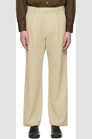 Auralee Beige Light Cotton Wool Viyella Trousers