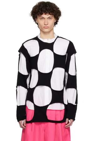 Comme des Garçons Cotton Code Intarsia B Pattern Crewneck Sweater