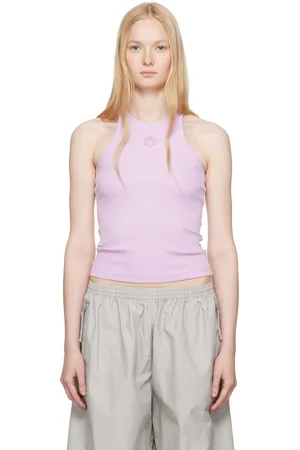Marine Serre Purple Moon Logo Ribbed Jersey Tank Top