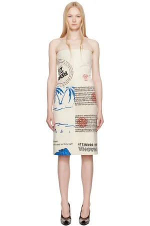 Marine Serre Beige Regenerated Tote Bags Bustier Midi Dress