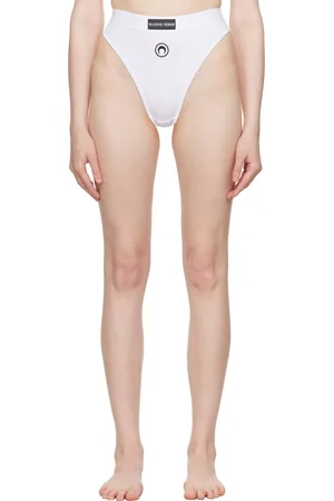 Marine Serre White Moon Logo Stretched Jersey High-Waist Briefs