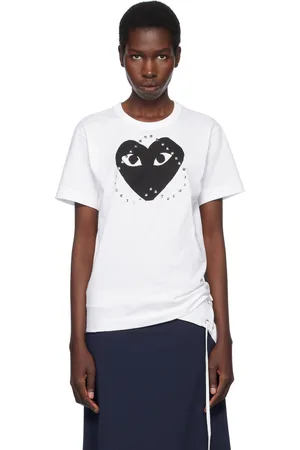 Comme des Garçons White Stud Print Black Heart T-shirt