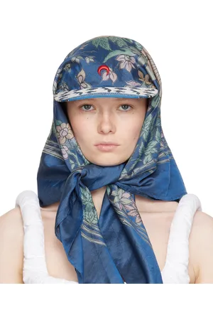 Marine Serre Blue Regenerated Silk Scarves Veiled Cap