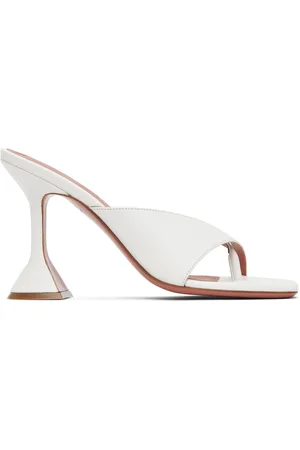 Amina Muaddi White Shiona Slipper Heeled Sandals