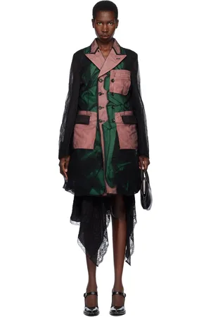 Comme des Garçons Black & Green Nylon Tulle & Polyester Gabardine Coat
