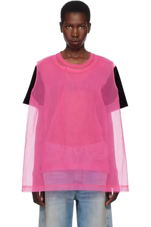 Comme des Garçons Black & Pink Bright Jersey & Nylon Tulle T-shirt