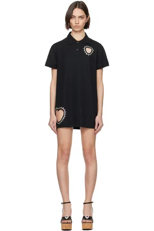 AREA Crystal Heart Cutout Polo Minidress