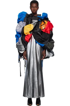 JUNYA WATANABE Multicolor Satin Foiled Midi Dress & Multi Fabrics Vest Set