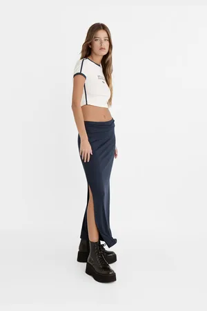 Stradivarius Lange rok met omgeslagen taille M
