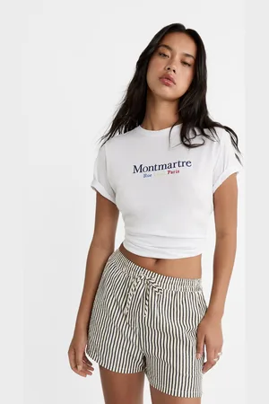 Stradivarius Gestreepte short met elastische tailleband M