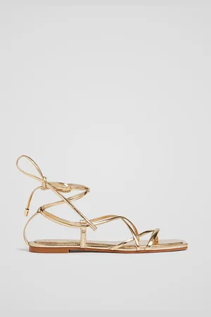 Stradivarius Metallic platte sandaal 37