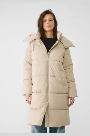 Stradivarius Lange gewatteerde jas met capuchon L