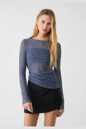 Stradivarius Kanten top met lange mouw XS